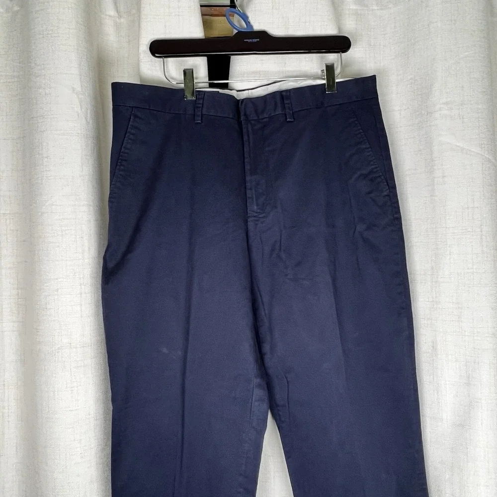 New! J Crew Flex Straight Pants Mens 35x32 Navy Blue Stretch Chino Casual Preppy
